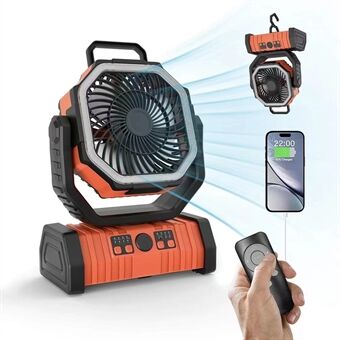3-in-1 Camping Fan with LED Light and 20000mAh Power Bank