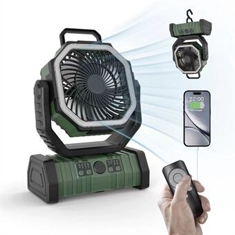 3-in-1 Camping Fan with LED Light and 20000mAh Power Bank