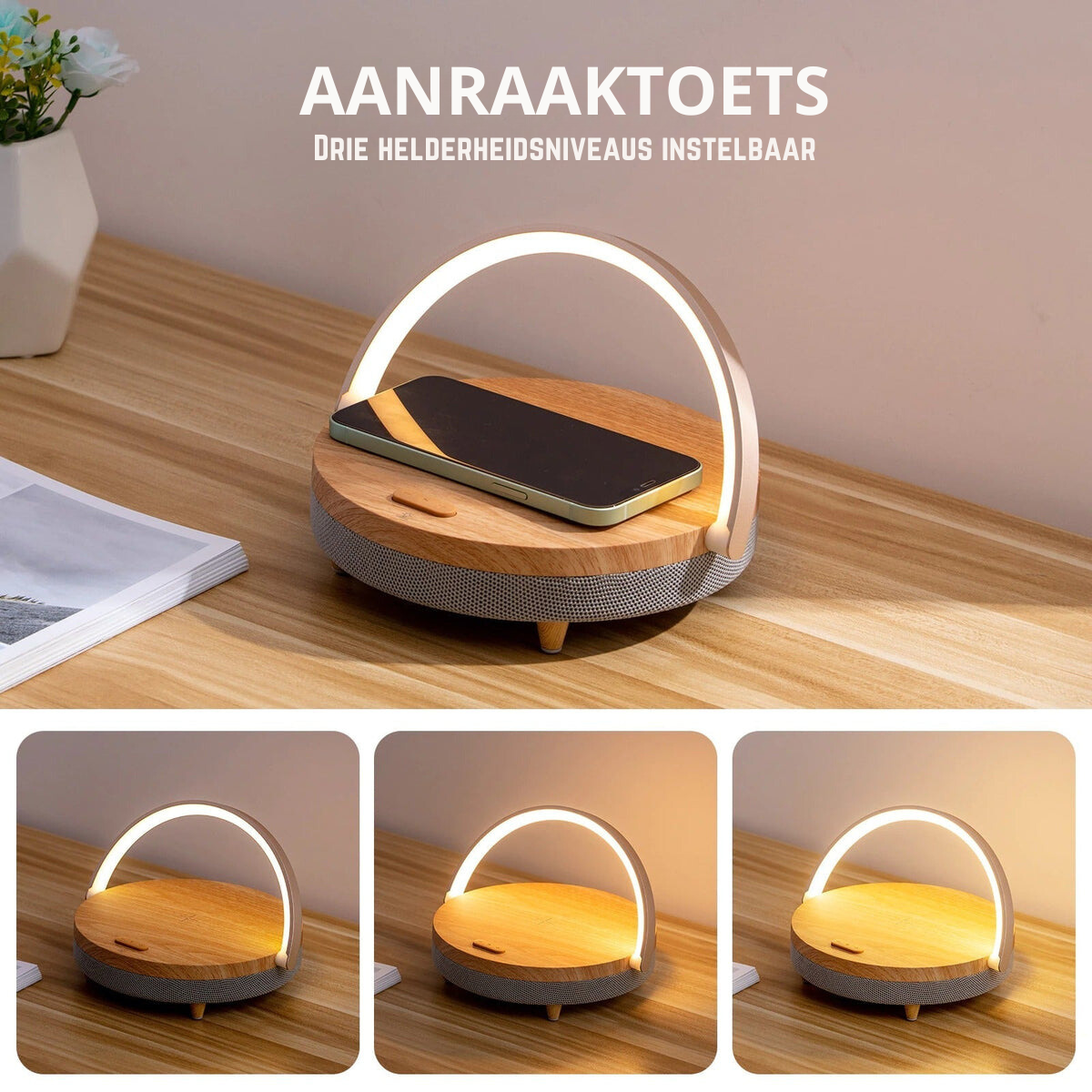 3 in 1 LED Desk Lamp with Bluetooth Speaker and Wireless Charger