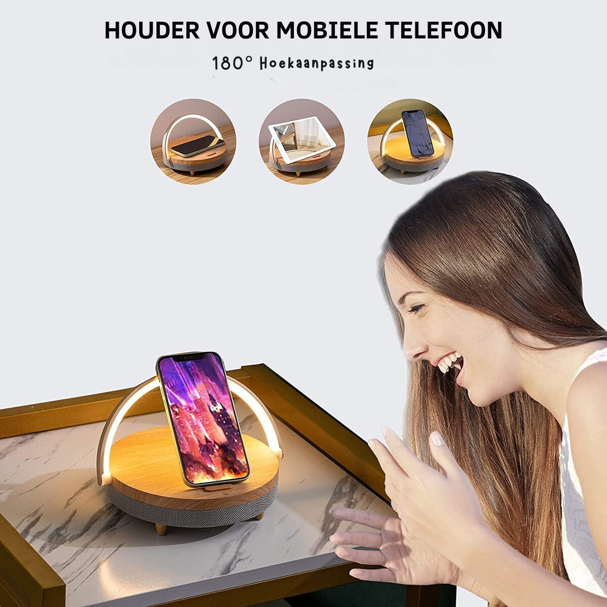 3 in 1 LED Desk Lamp with Bluetooth Speaker and Wireless Charger