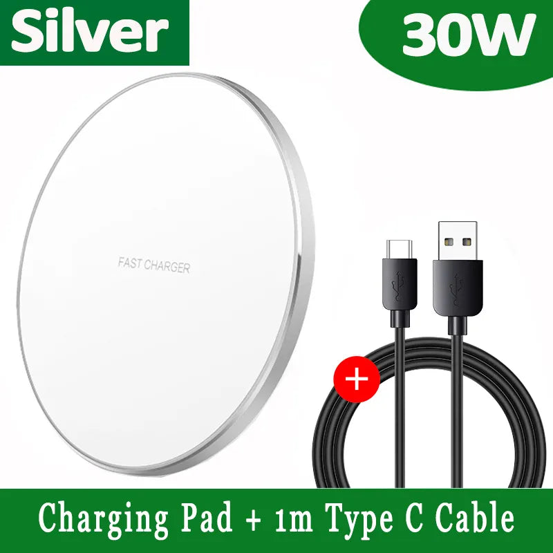 30W Fast Wireless Charging Pad with USB C