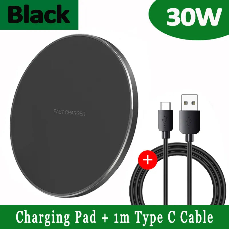 30W Fast Wireless Charging Pad with USB C