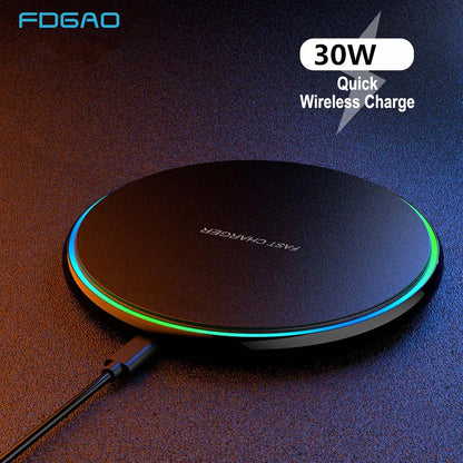 30W Fast Wireless Charging Pad with USB C