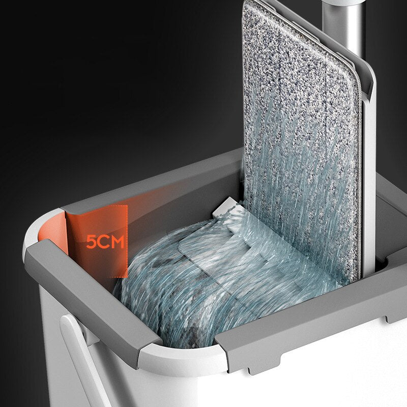 360° Mop and Bucket Set with Aluminum Handle and Microfiber Pads