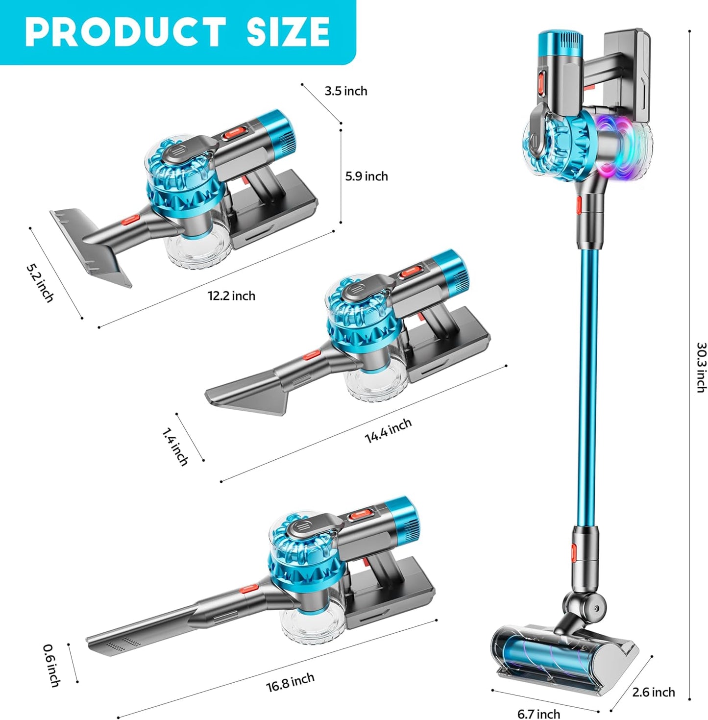 4 in 1 Kids Toy Vacuum Cleaner with Real Suction Lights and Sounds