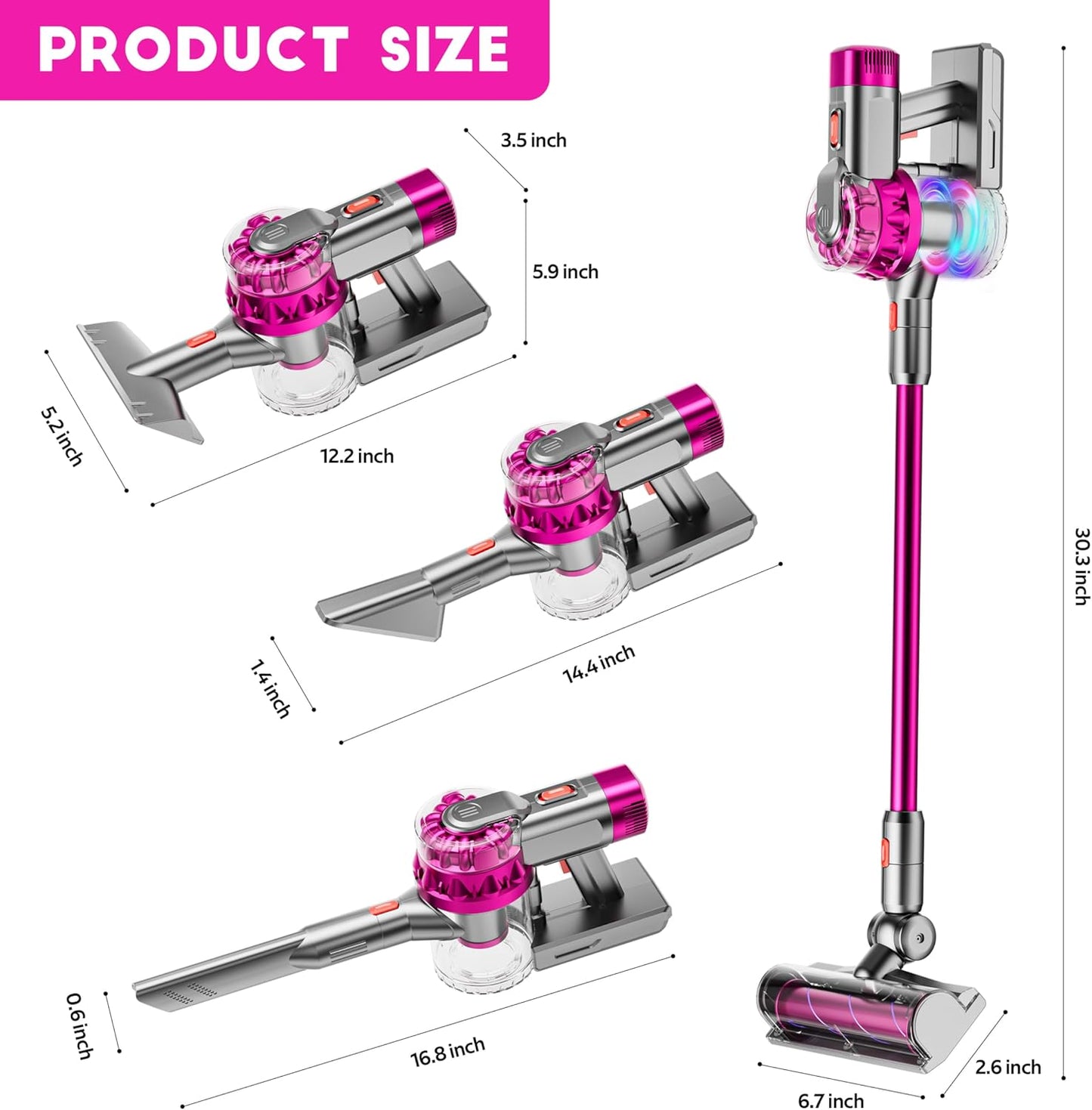 4 in 1 Kids Toy Vacuum Cleaner with Real Suction Lights and Sounds
