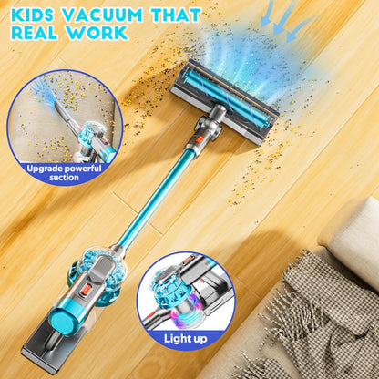 4 in 1 Kids Toy Vacuum Cleaner with Real Suction Lights and Sounds