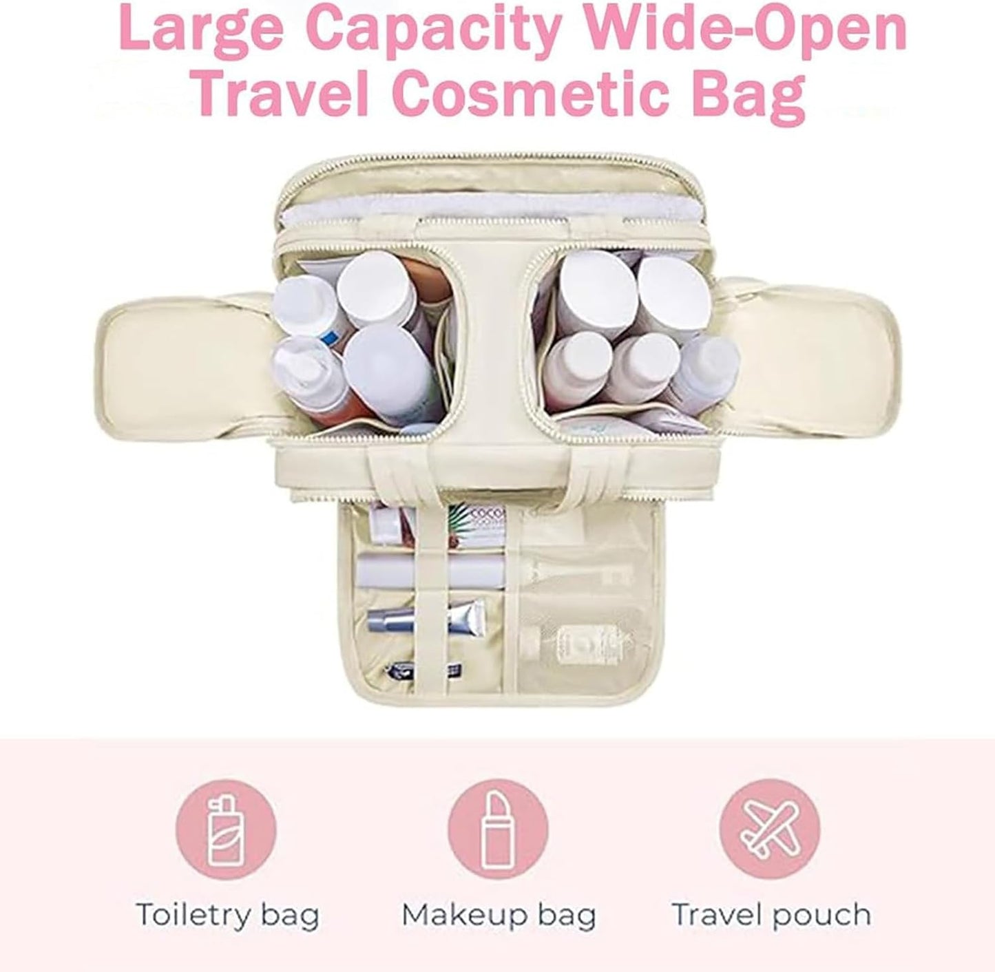 4 in 1 Puffy Toiletry Bag for Women Large Makeup and Skincare Organizer