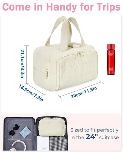 4 in 1 Puffy Toiletry Bag for Women Large Makeup and Skincare Organizer