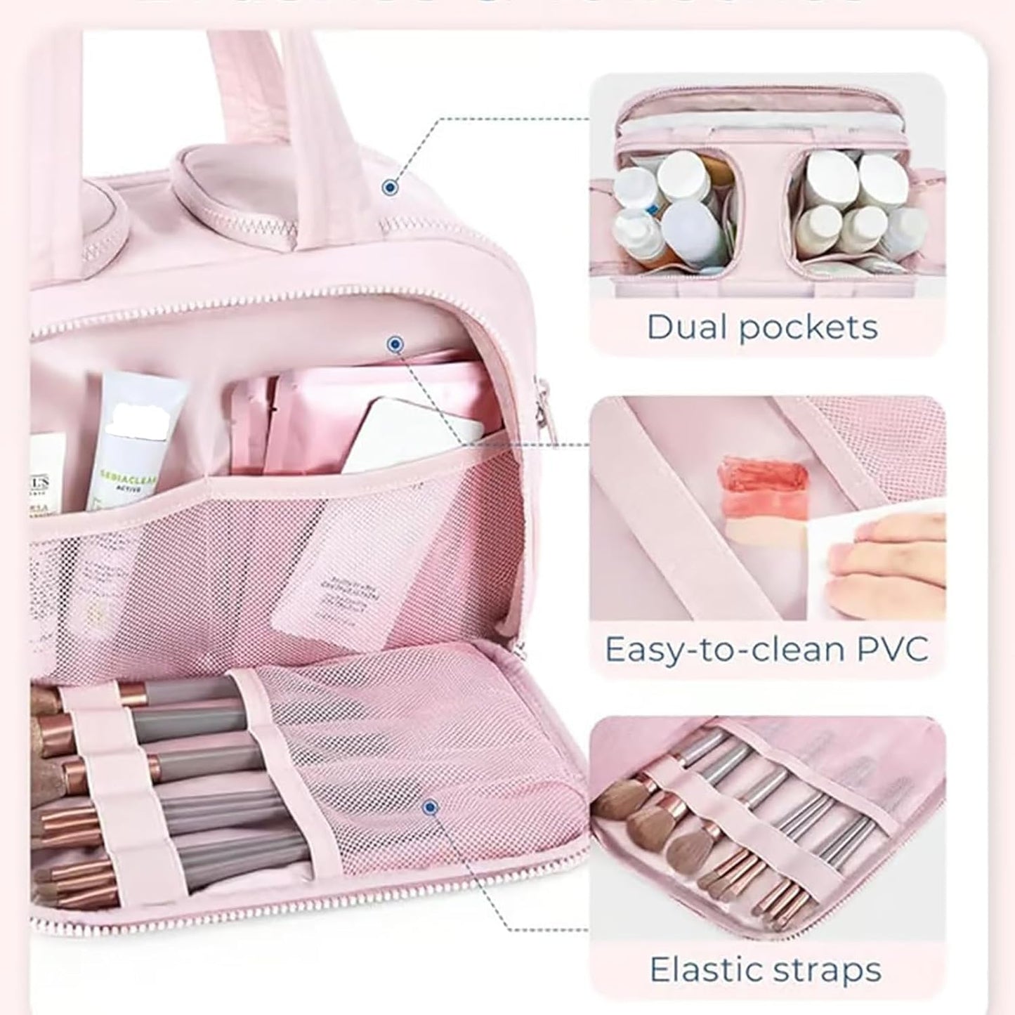 4 in 1 Puffy Toiletry Bag for Women Large Makeup and Skincare Organizer