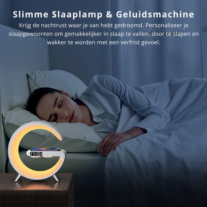 4 in 1 Smart Alarm Clock with Mood Light Speaker and Wireless Charger