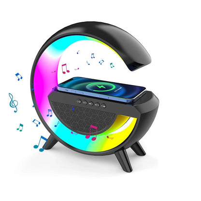 4 in 1 Smart Alarm Clock with Mood Light Speaker and Wireless Charger