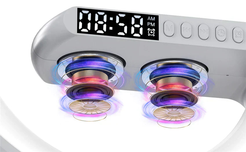 4 in 1 Smart Alarm Clock with Mood Light Speaker and Wireless Charger