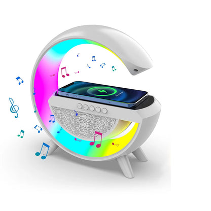 4 in 1 Smart Alarm Clock with Mood Light Speaker and Wireless Charger