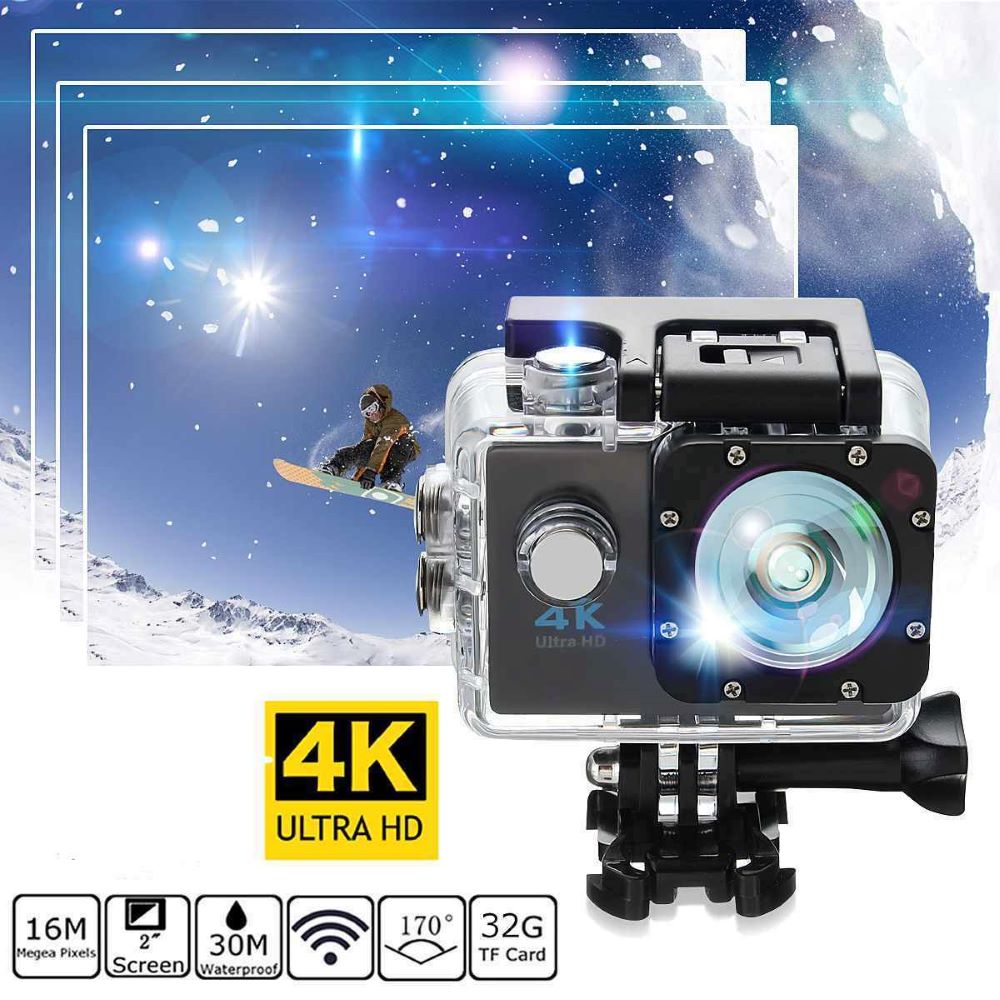 4K Ultra HD Action Camera with Waterproof Case and WiFi Connectivity