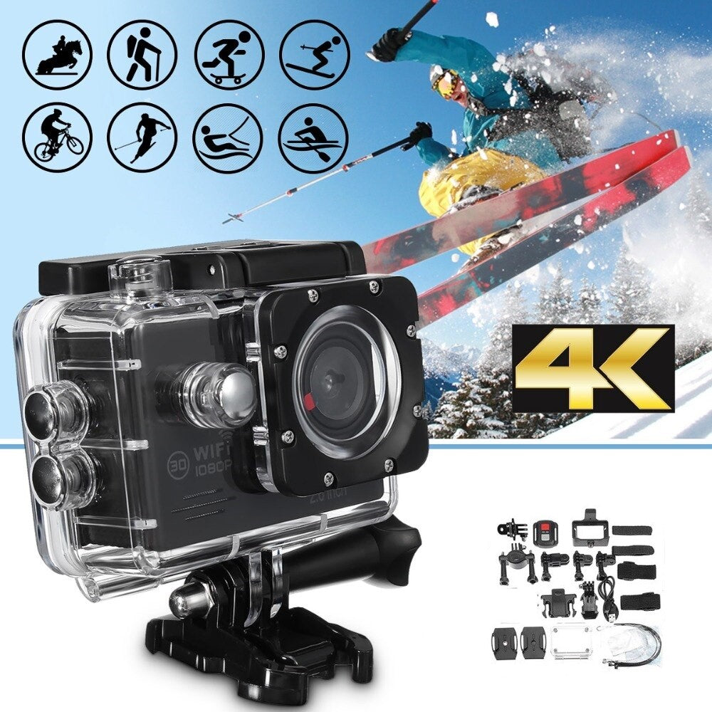 4K Ultra HD Action Camera with Waterproof Case and WiFi Connectivity
