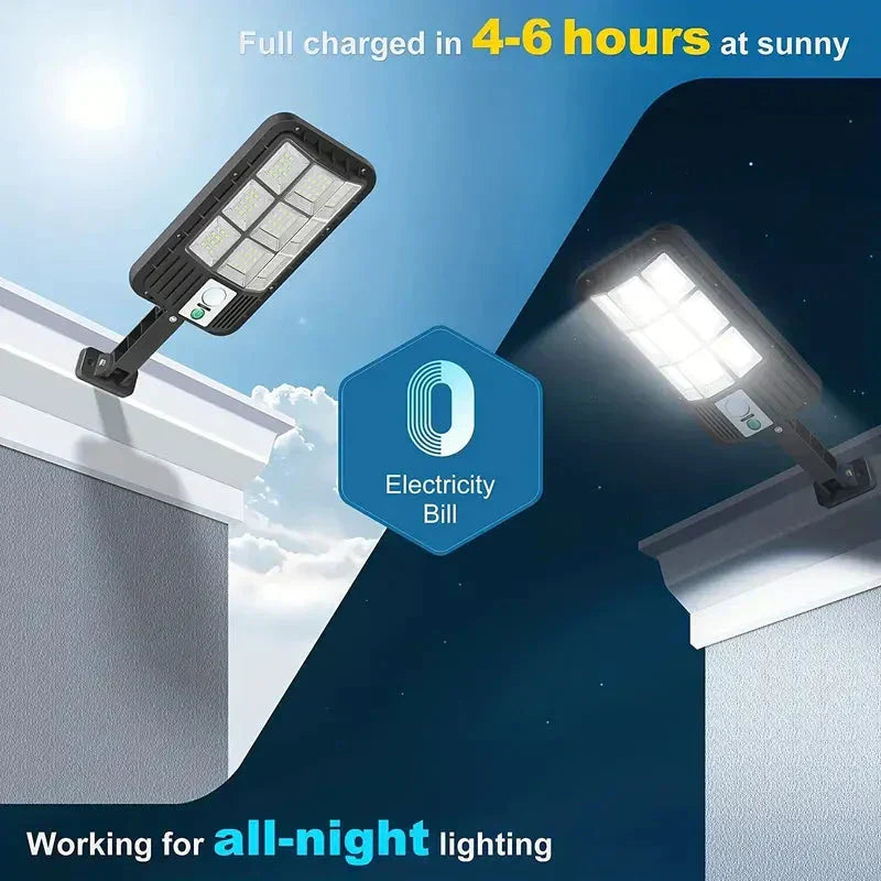 5000LM Solar Floodlight Motion Sensor Dusk to Dawn Outdoor Security Light with Remote Control