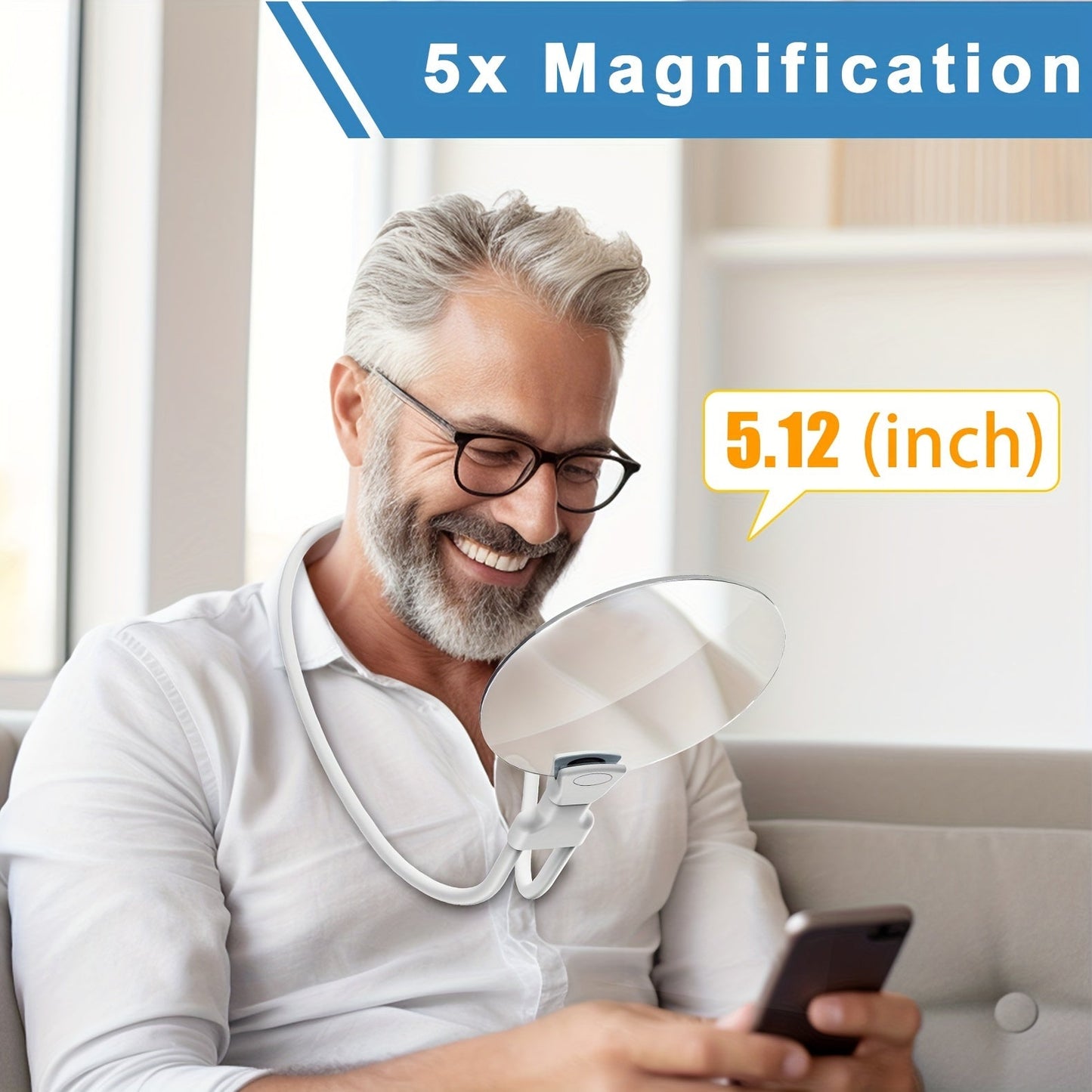 5X Magnifying Glass Pro with Hands Free Neck Design for Reading Crafts and Detailed Tasks