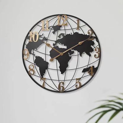 60cm World Map Wall Clock Modern Decorative Timepiece