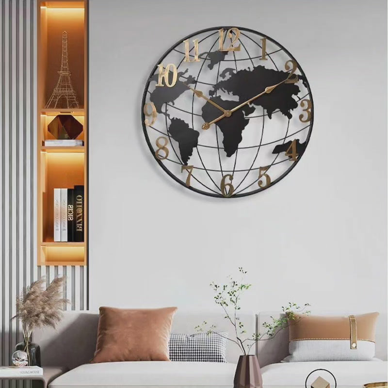 60cm World Map Wall Clock Modern Decorative Timepiece
