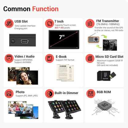 7 Inch Multi Mode GPS Navigation System for Truck Car and Van