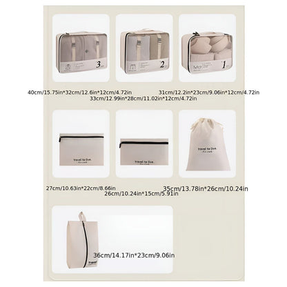 7 Piece Travel Packing Cube Set Compression Organizer Bags