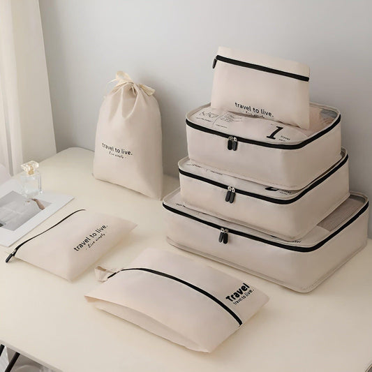 7 Piece Travel Packing Cube Set Compression Organizer Bags