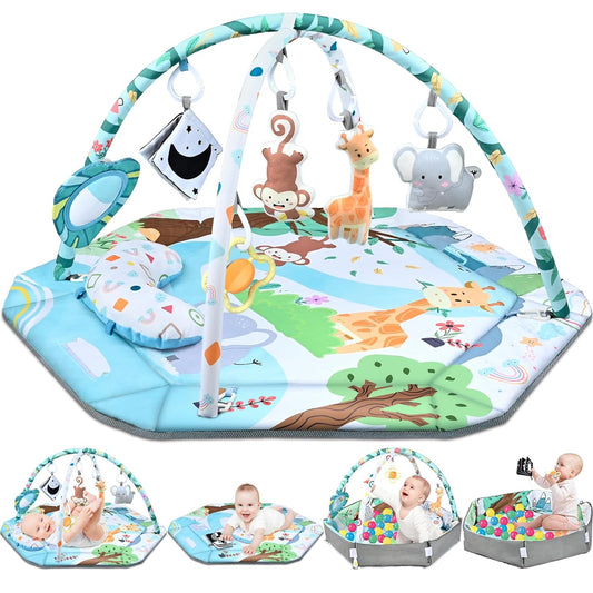 8-in-1 Baby Play Mat & Ball Pit Activity Gym with Sensory Toys