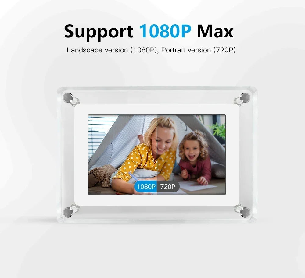 Acrylic Digital Photo Frame 5 Inch IPS Display Rechargeable