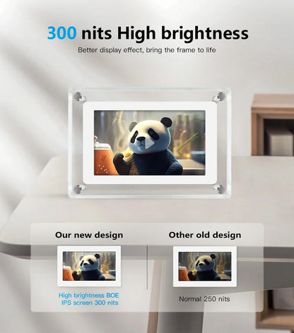 Acrylic Digital Photo Frame 5 Inch IPS Display Rechargeable