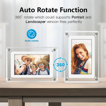 Acrylic Digital Photo Frame 5 Inch IPS Display Rechargeable