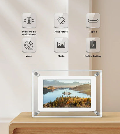 Acrylic Digital Photo Frame 5 Inch IPS Display Rechargeable
