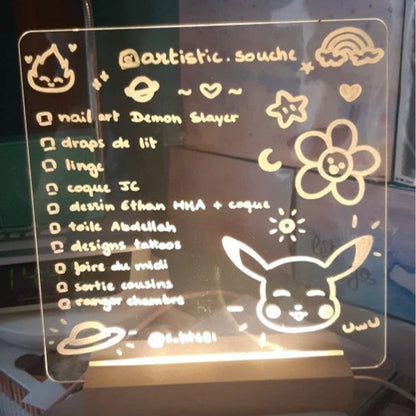 Acrylic Memo Board with Wooden USB Stand and LED Lighting