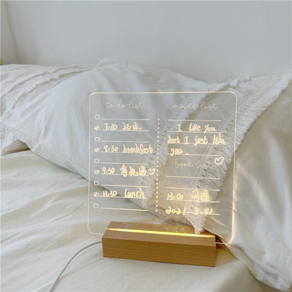 Acrylic Memo Board with Wooden USB Stand and LED Lighting