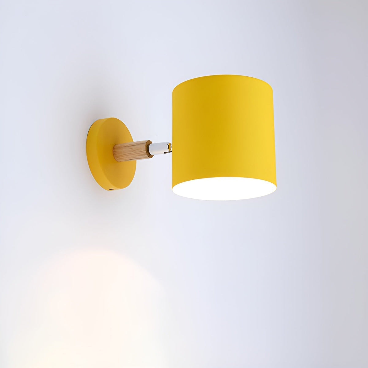 Adjustable Scandinavian Wall Light with Pastel Finish and Wooden Details