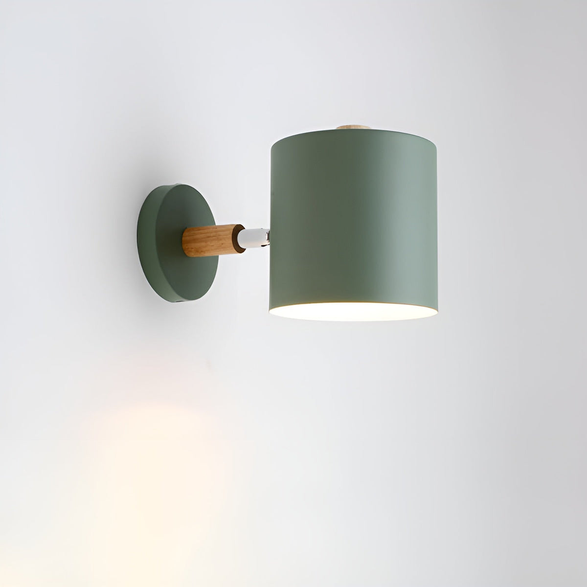 Adjustable Scandinavian Wall Light with Pastel Finish and Wooden Details