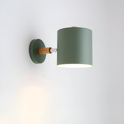 Adjustable Scandinavian Wall Light with Pastel Finish and Wooden Details