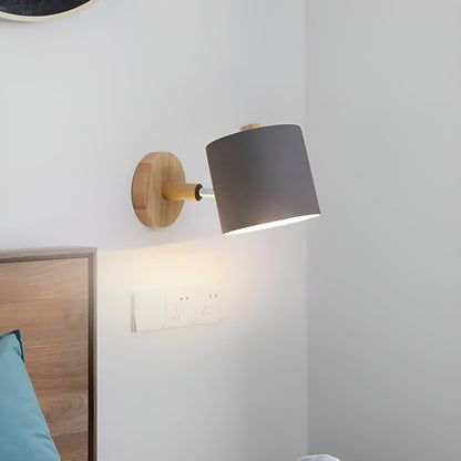 Adjustable Scandinavian Wall Light with Pastel Finish and Wooden Details