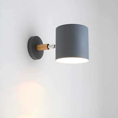 Adjustable Scandinavian Wall Light with Pastel Finish and Wooden Details