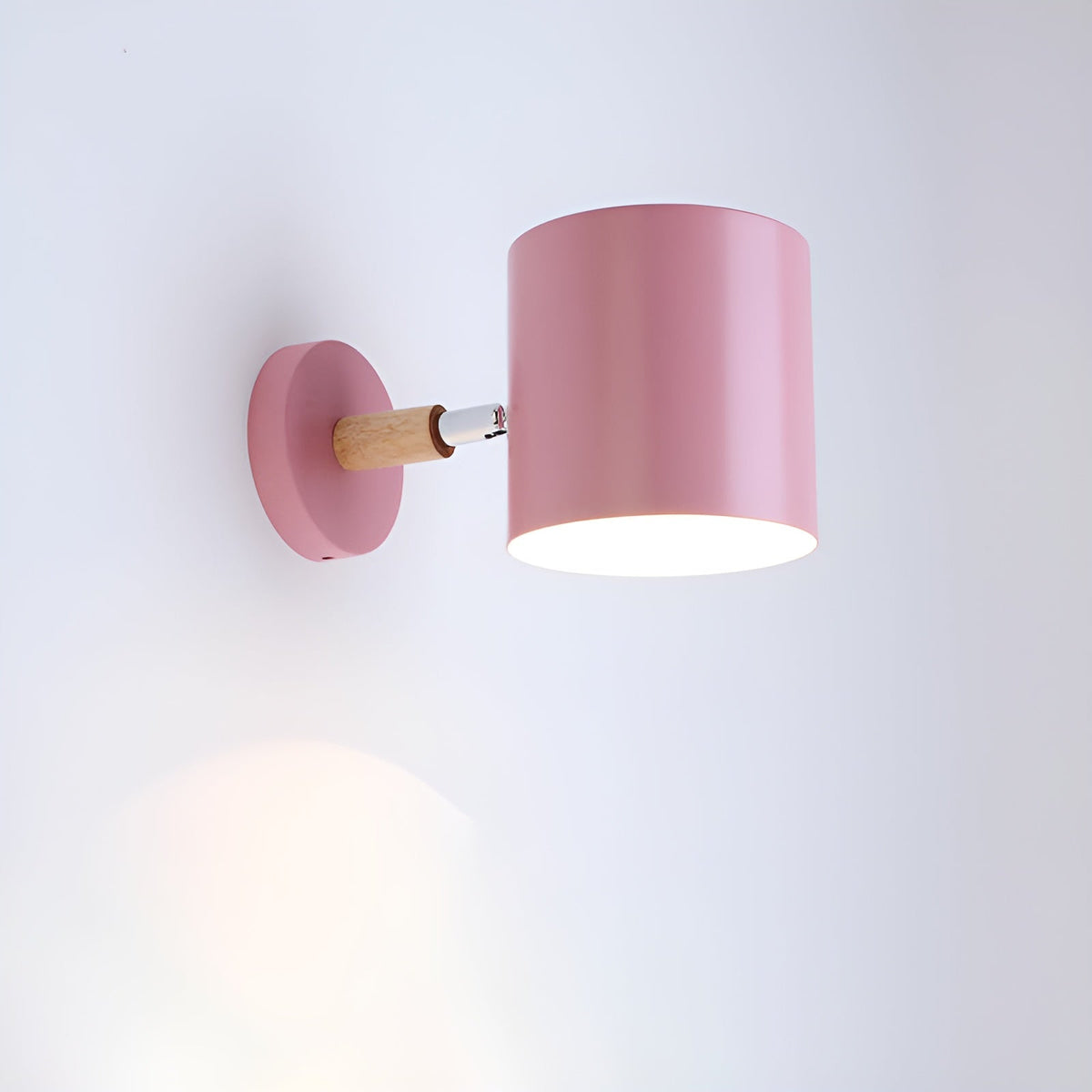 Adjustable Scandinavian Wall Light with Pastel Finish and Wooden Details