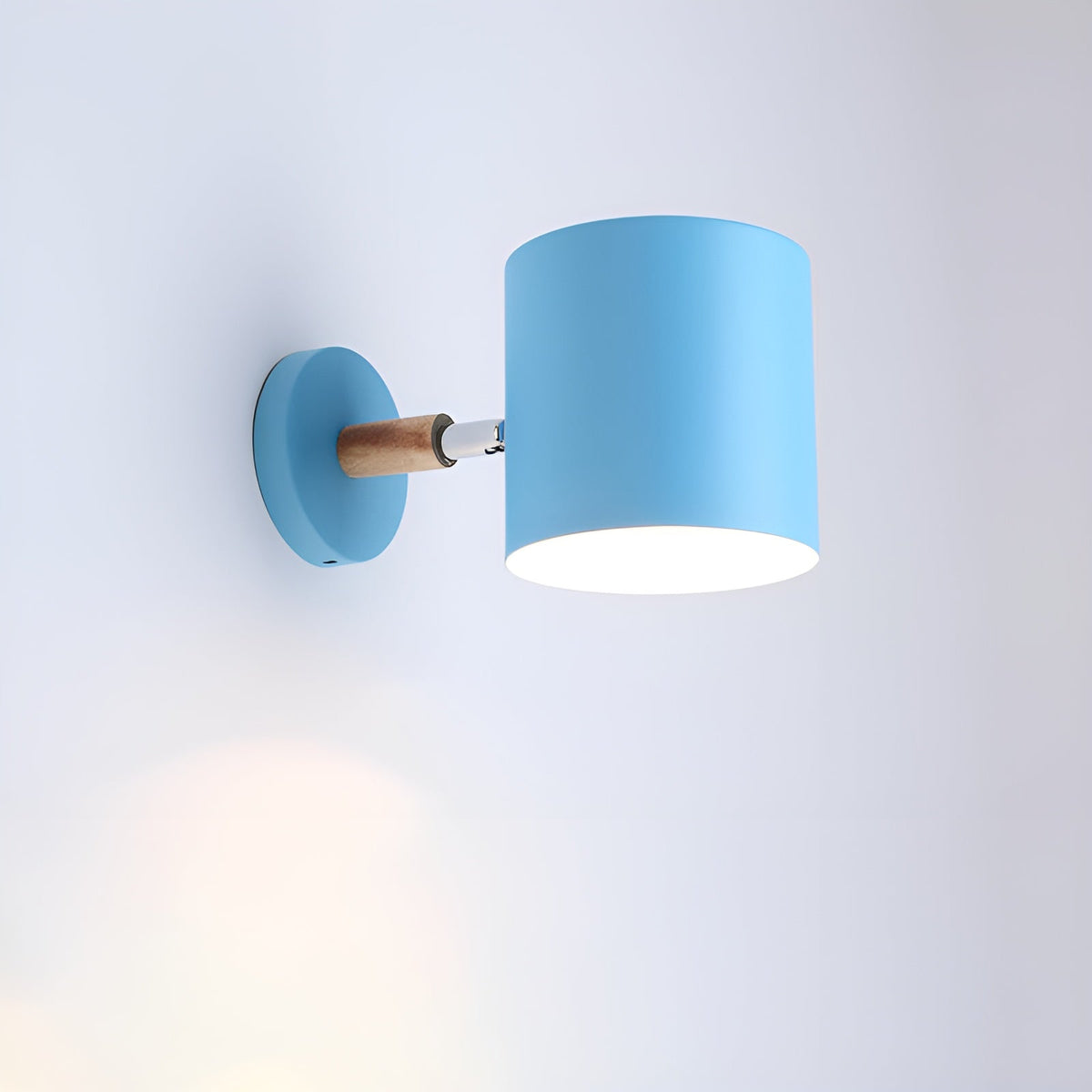 Adjustable Scandinavian Wall Light with Pastel Finish and Wooden Details
