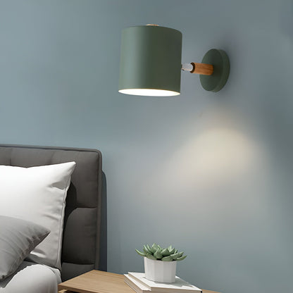 Adjustable Scandinavian Wall Light with Pastel Finish and Wooden Details