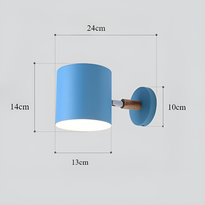 Adjustable Scandinavian Wall Light with Pastel Finish and Wooden Details