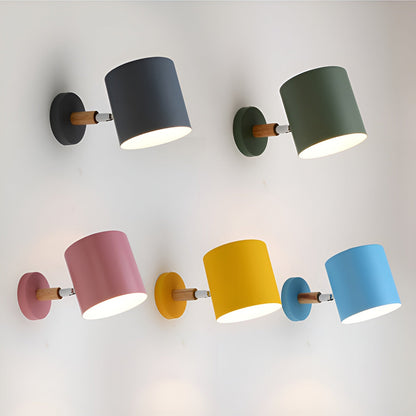 Adjustable Scandinavian Wall Light with Pastel Finish and Wooden Details