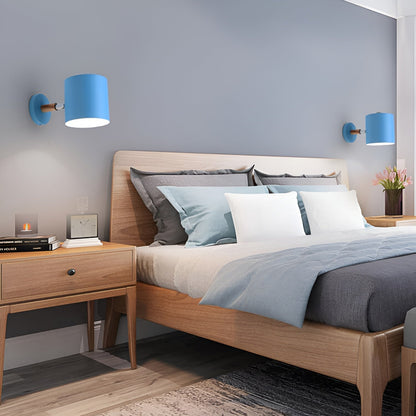 Adjustable Scandinavian Wall Light with Pastel Finish and Wooden Details