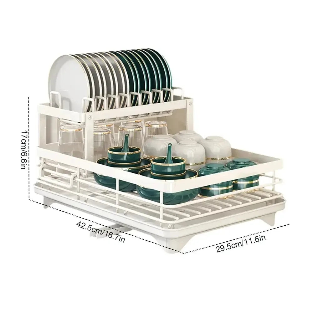 Adjustable Stainless Steel Dish Drying Rack Space Saving Kitchen Drainer
