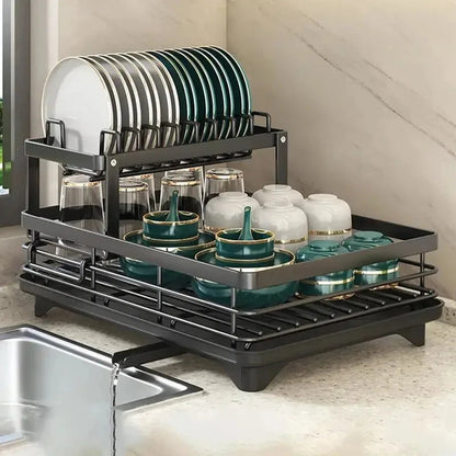 Adjustable Stainless Steel Dish Drying Rack Space Saving Kitchen Drainer