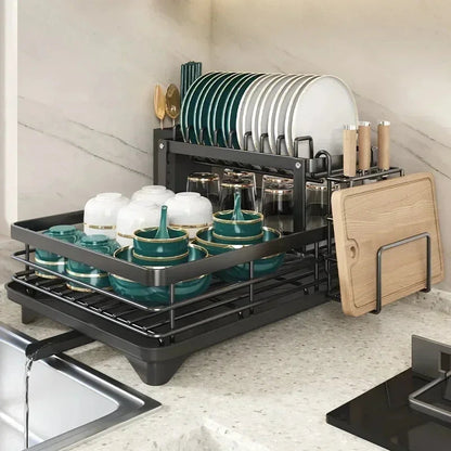 Adjustable Stainless Steel Dish Drying Rack Space Saving Kitchen Drainer