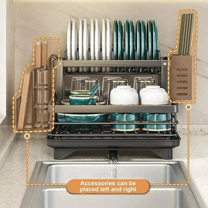 Adjustable Stainless Steel Dish Drying Rack Space Saving Kitchen Drainer