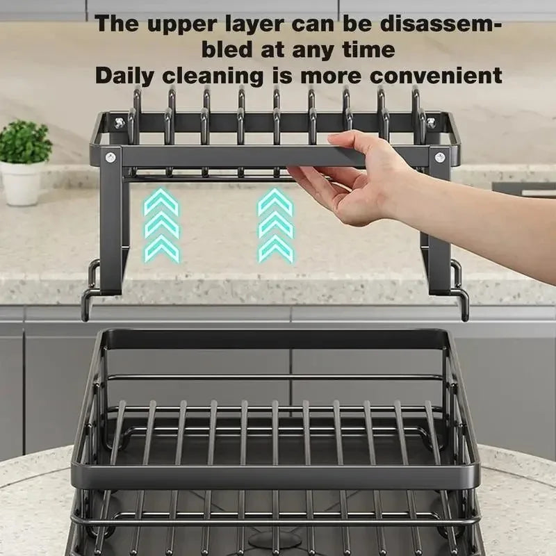 Adjustable Stainless Steel Dish Drying Rack Space Saving Kitchen Drainer